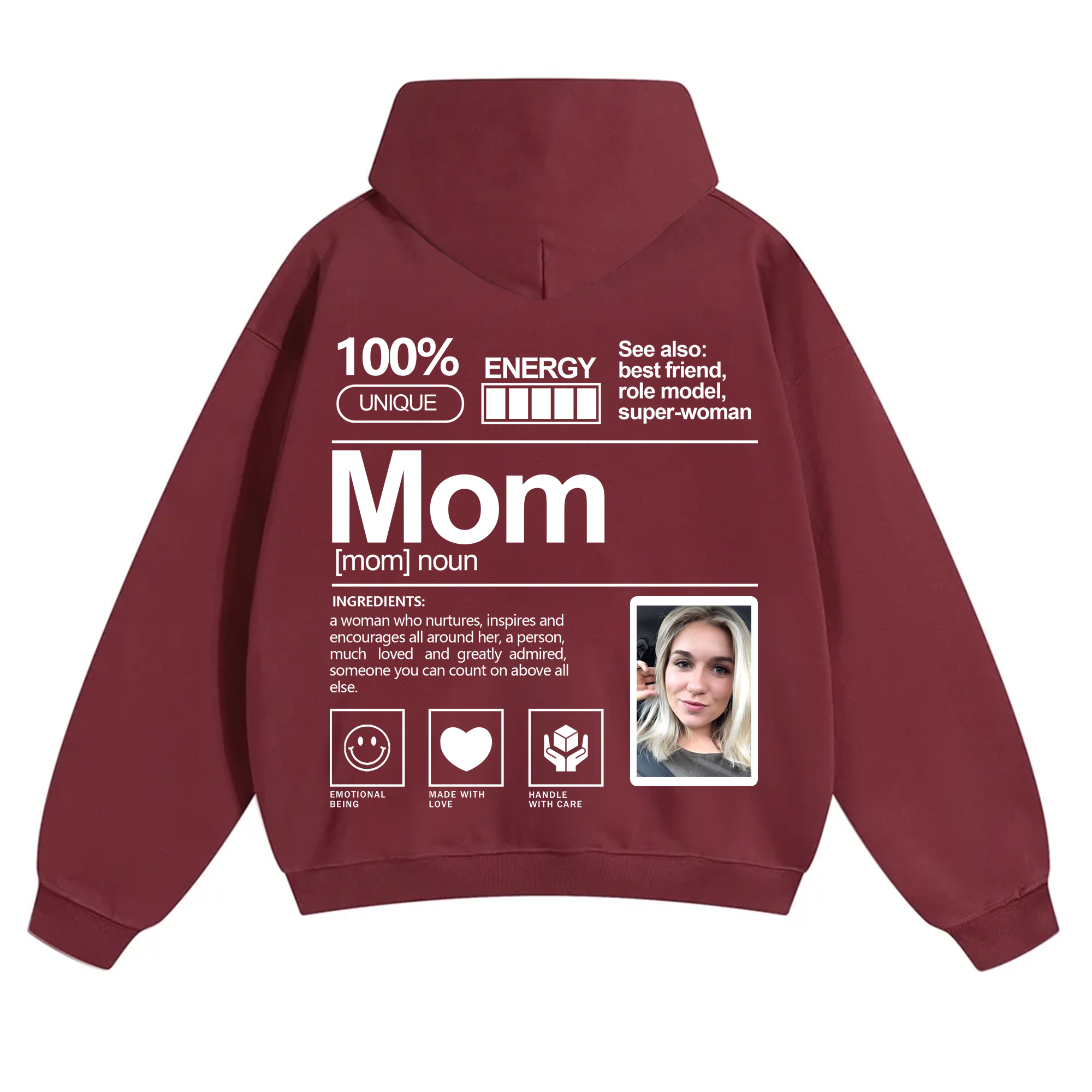 Addcustom Photo Mom Solid Color Hoodie