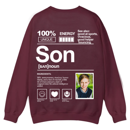 Addcustom  Photo Son Casual Crewneck Sweatshirt