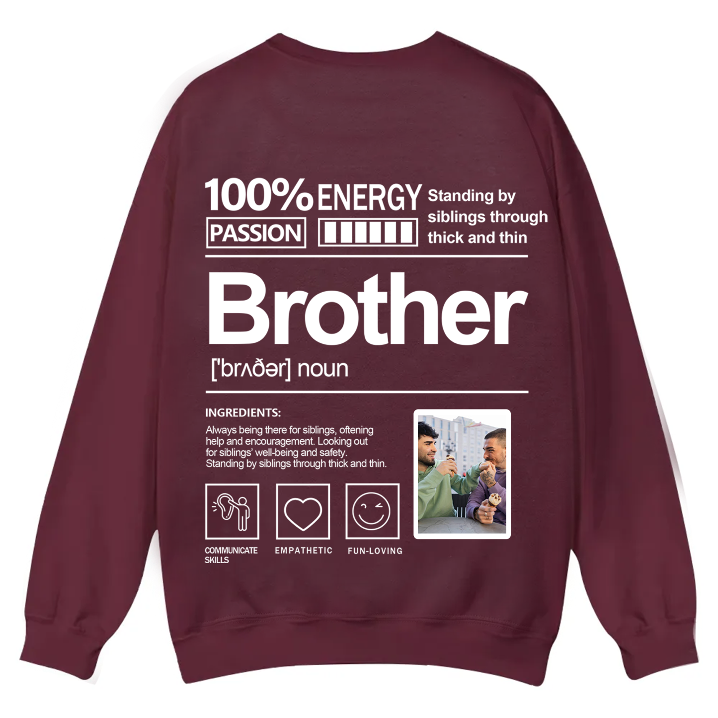 Addcustom  Photo Brother Casual Crewneck Sweatshirt