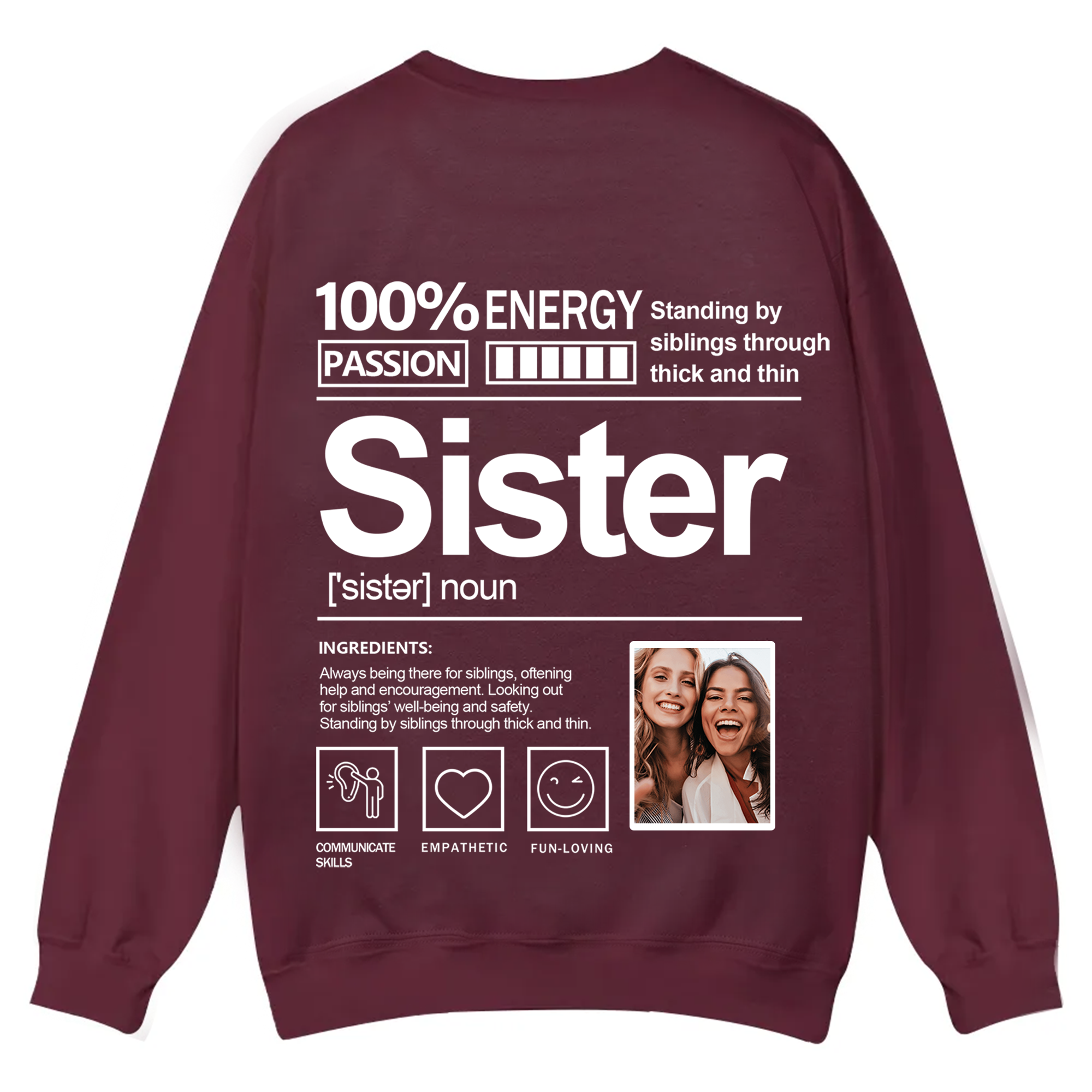 Addcustom  Photo Sister Casual Crewneck Sweatshirt