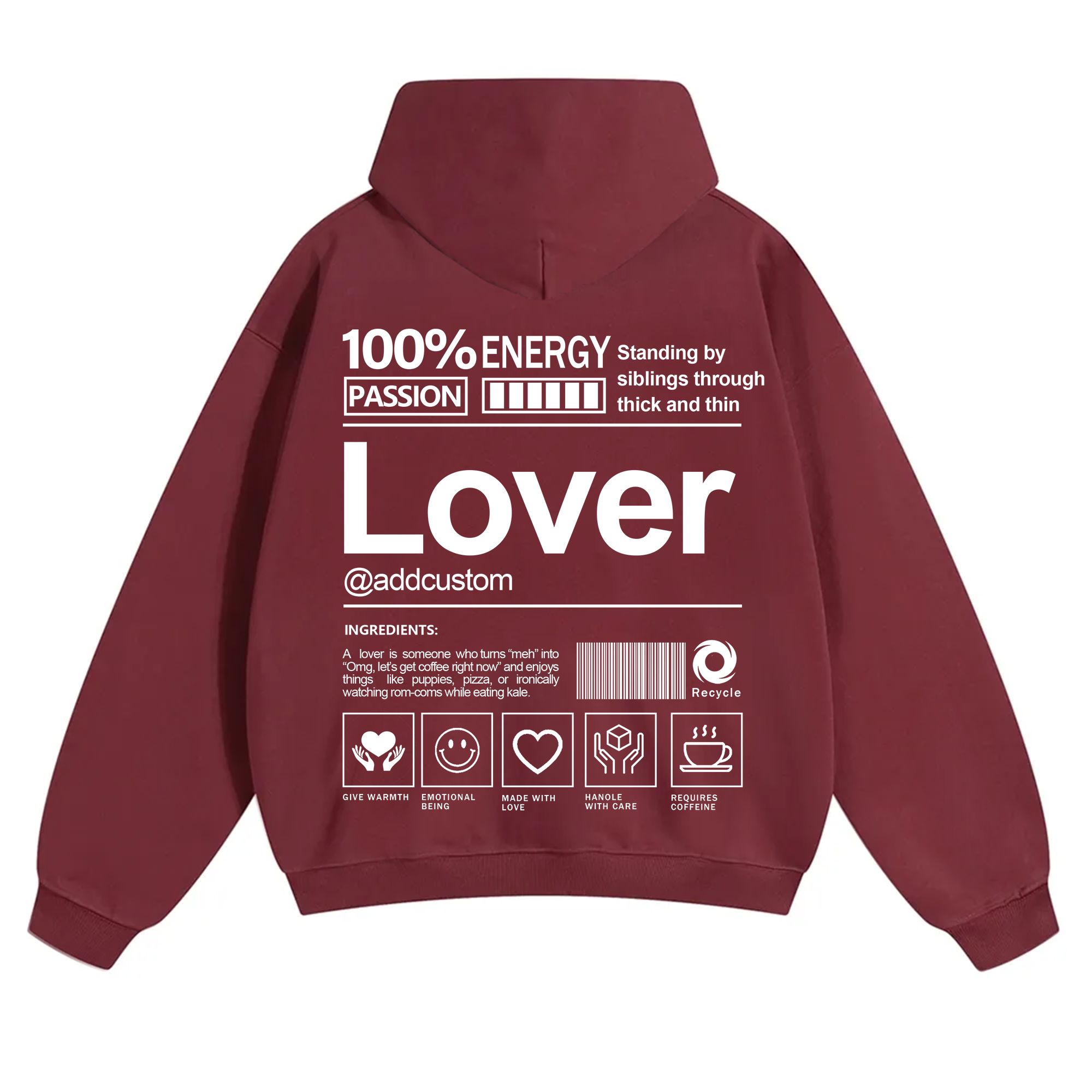 Lover Addcustom Solid Color Hoodie