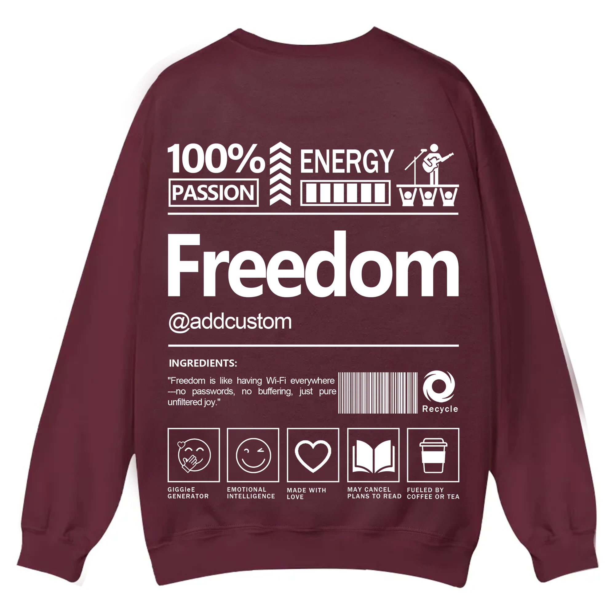 Freedom Addcustom Casual Crewneck Sweatshirt