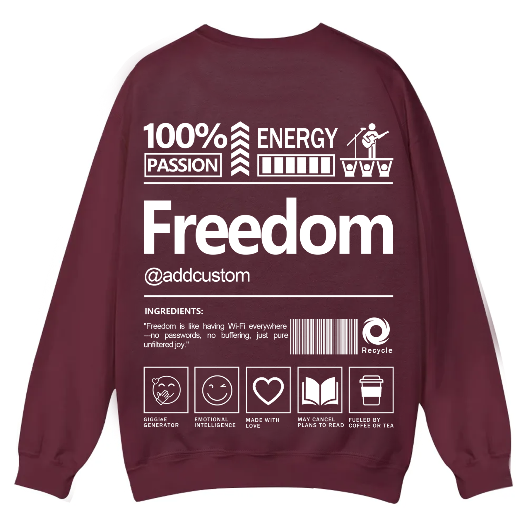 Freedom Addcustom Casual Crewneck Sweatshirt