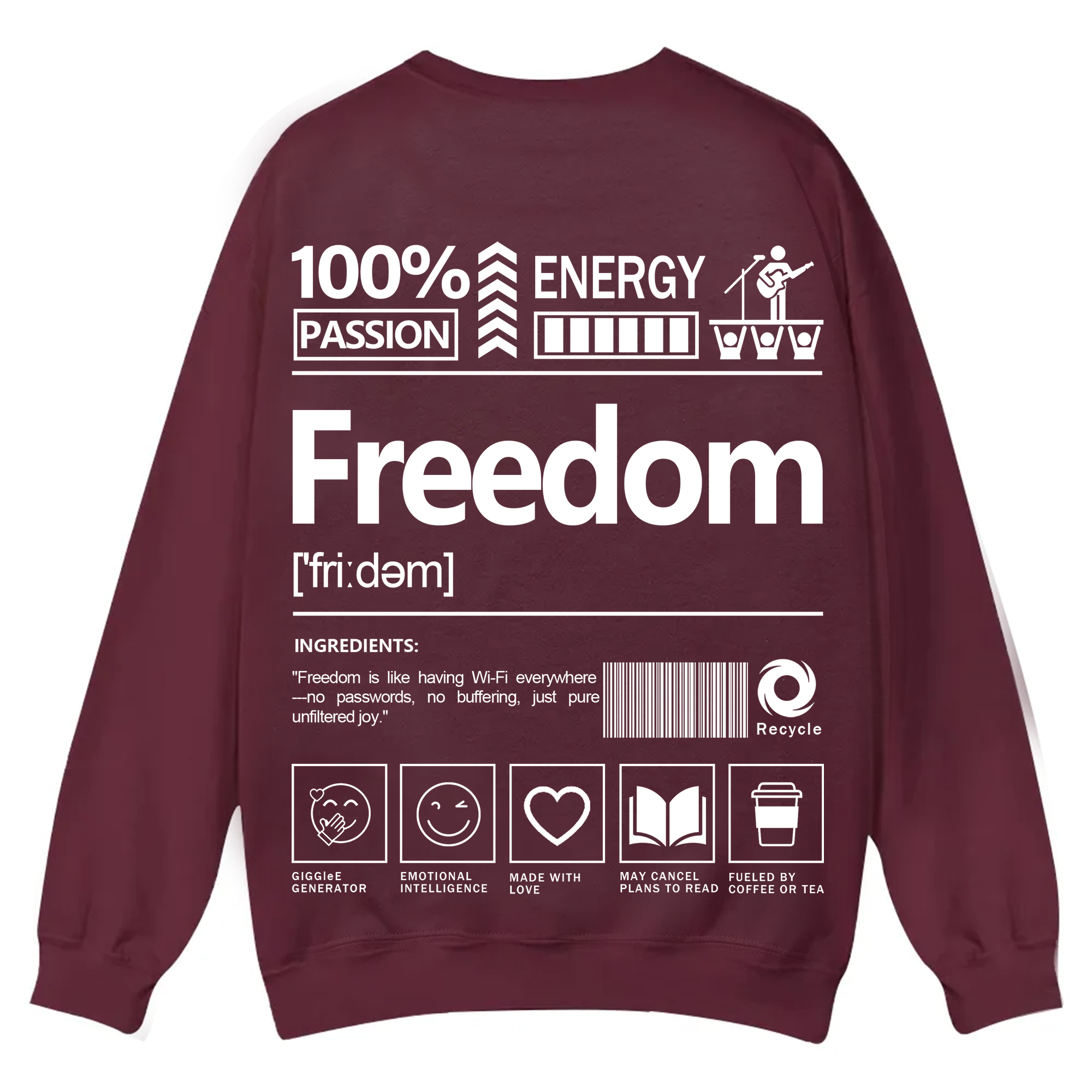 Freedom Unisex Fit Casual Crewneck Sweatshirt