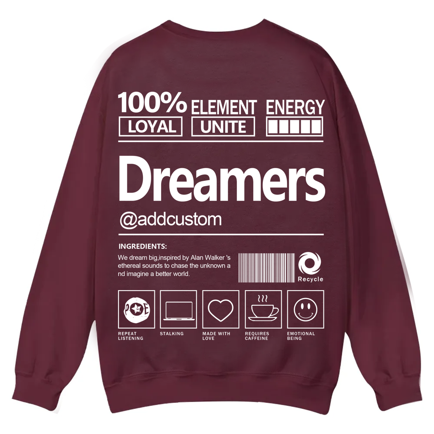 Dreamers Addcustom Unisex Fit Casual Crewneck Sweatshirt