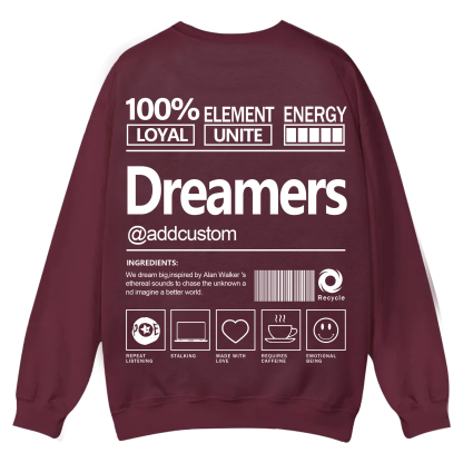 Dreamers Addcustom Unisex Fit Casual Crewneck Sweatshirt