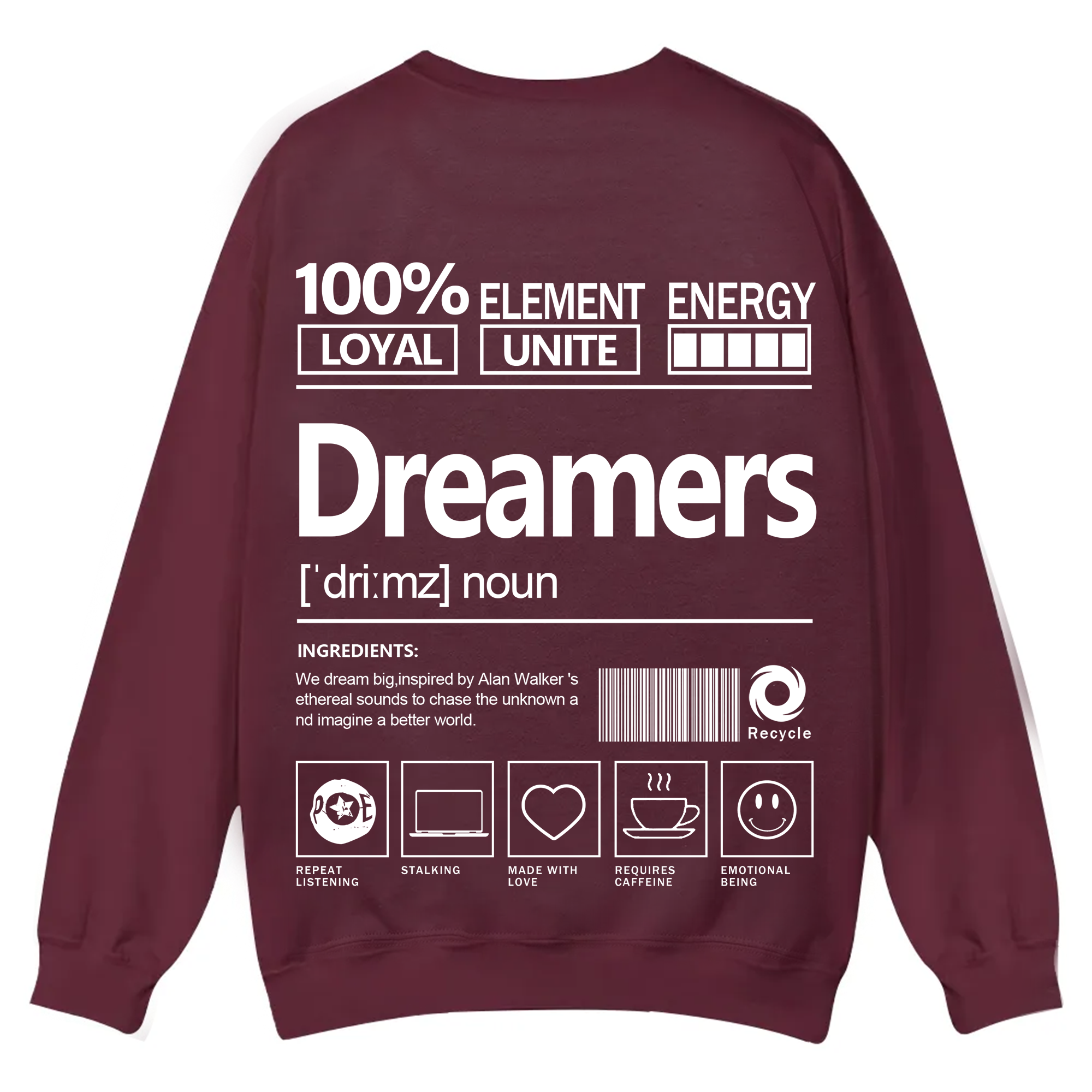Dreamers Unisex Fit Casual Crewneck Sweatshirt