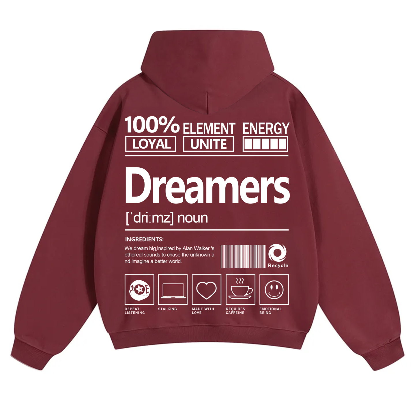 Dreamers Unisex Fit Solid Color Hoodie