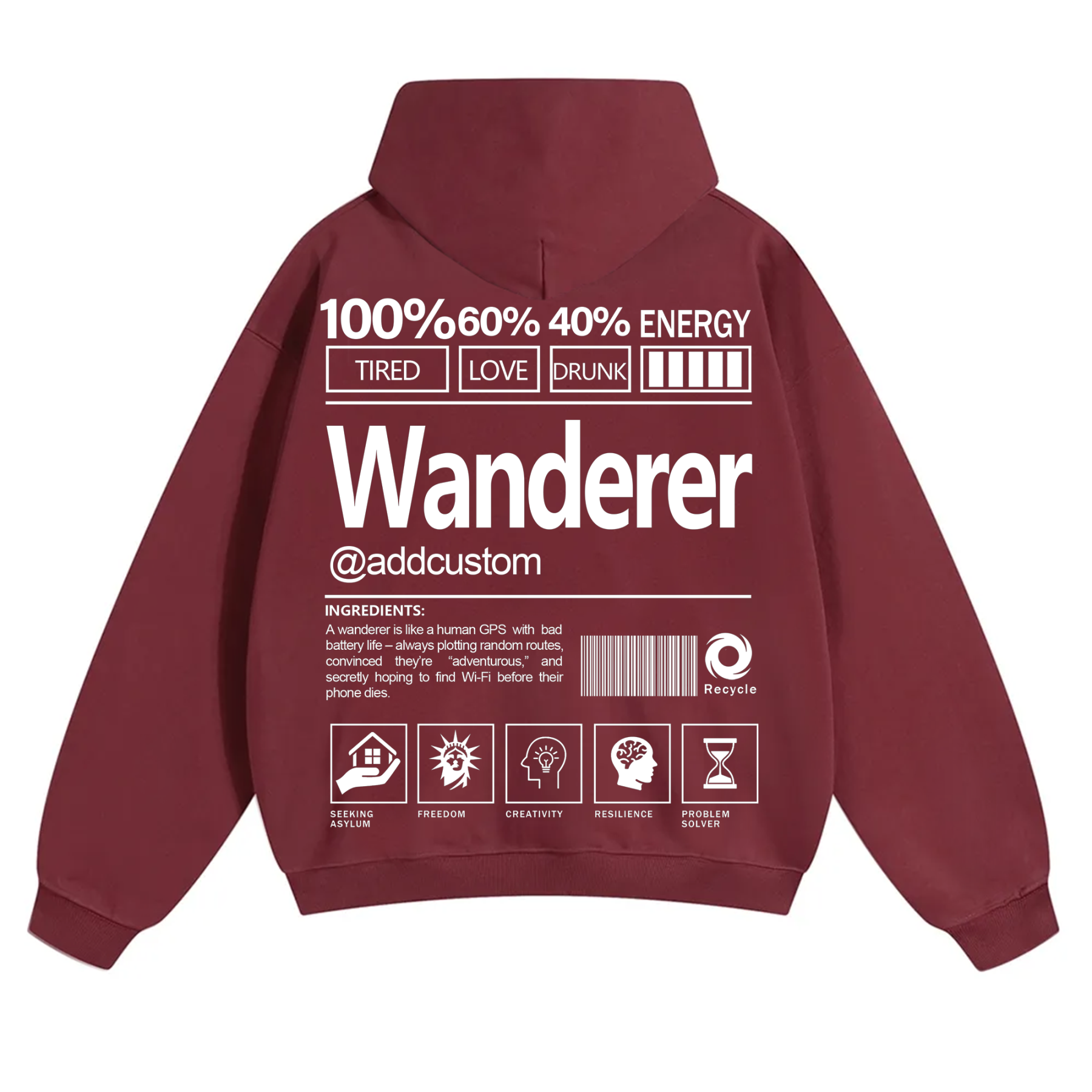 Wanderer Addcustom Unisex Fit Solid Color Hoodie