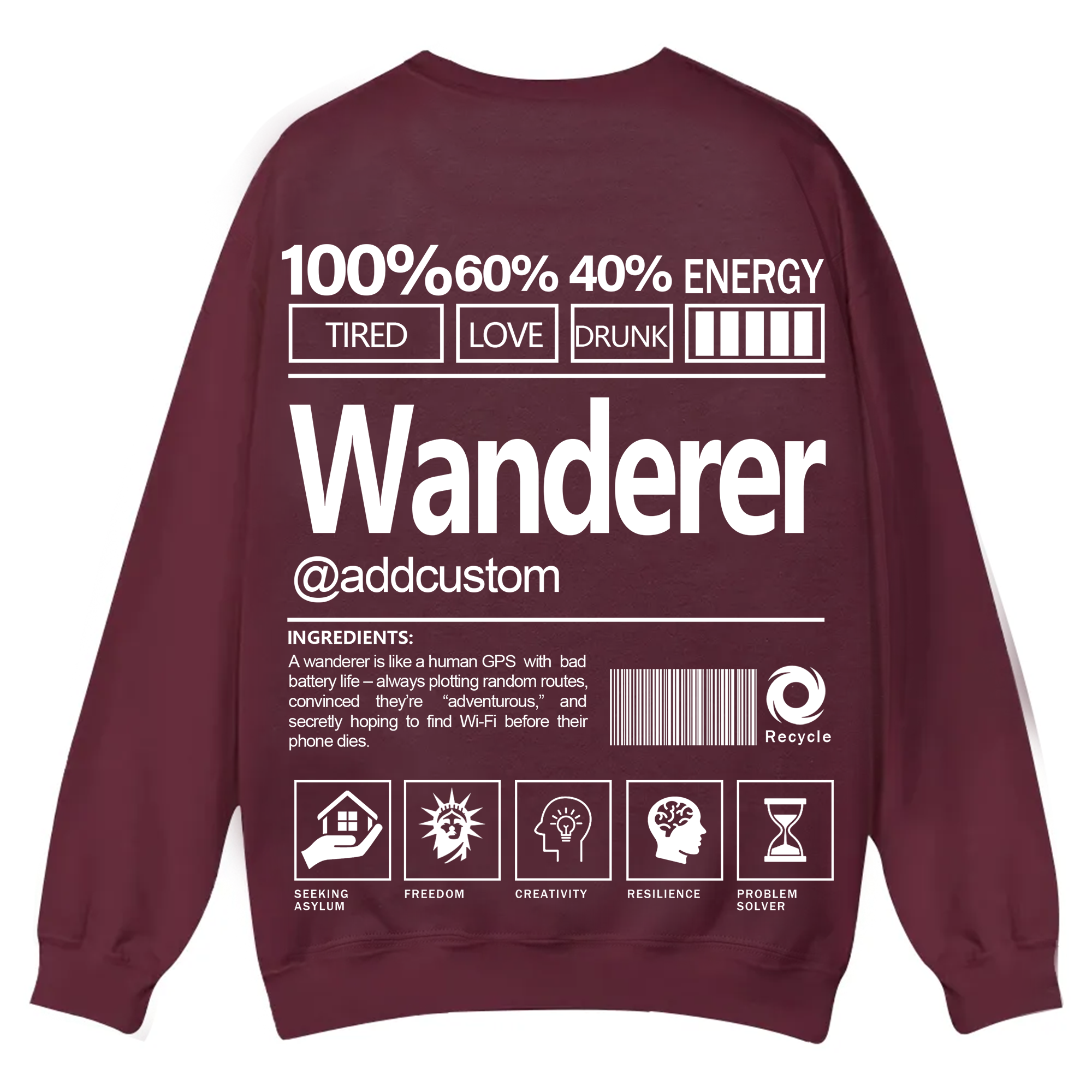 Wanderer Addcustom Unisex Fit Casual Crewneck Sweatshirt