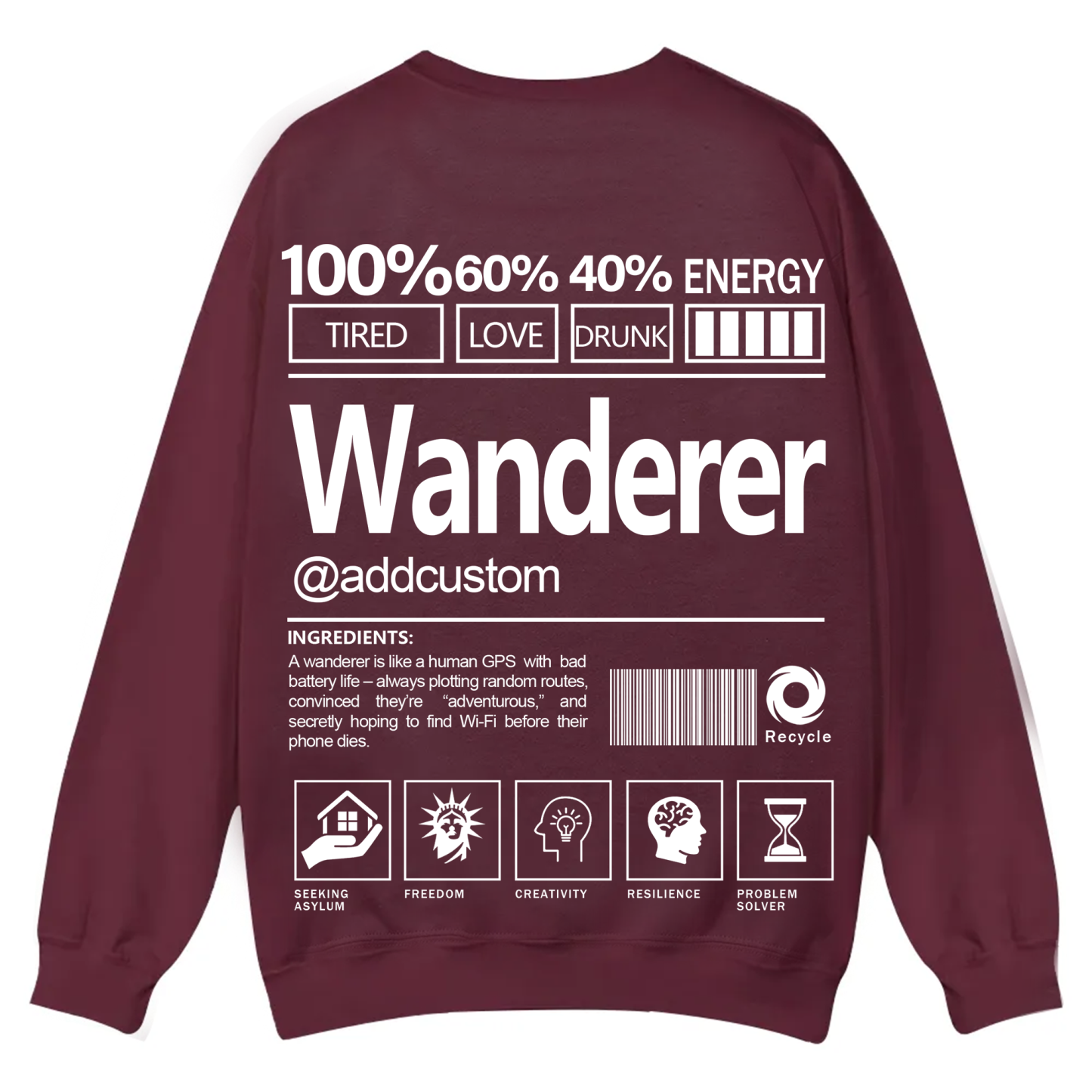 Wanderer Addcustom Unisex Fit Casual Crewneck Sweatshirt