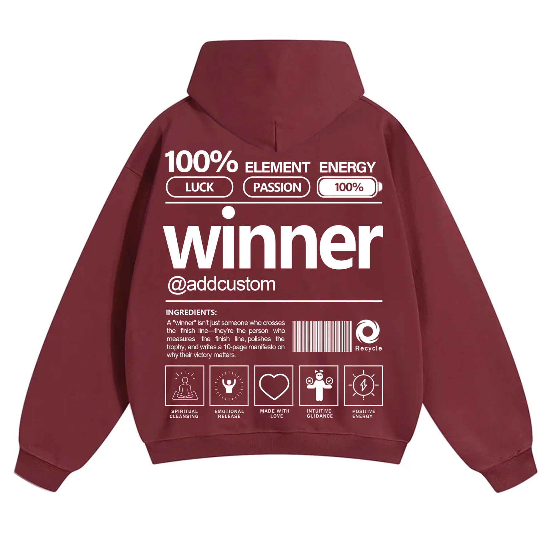 Winner Addcustom Unisex Fit Solid Color Hoodie