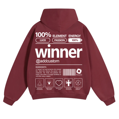 Winner Addcustom Unisex Fit Solid Color Hoodie