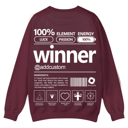 Winner Addcustom Unisex Fit Casual Crewneck Sweatshirt