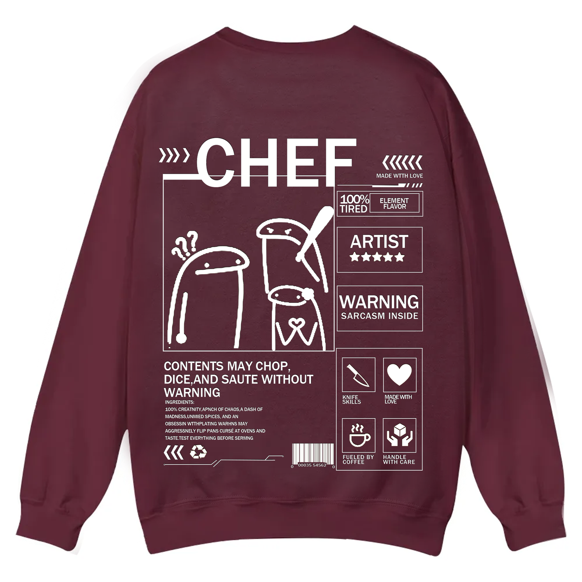 Chef Solid Color Unisex Casual Crewneck Sweatshirt
