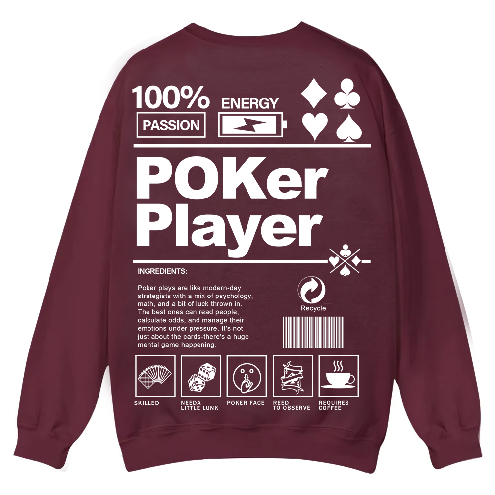 Poker Player Unisex Casual Crewneck Sweatshirt