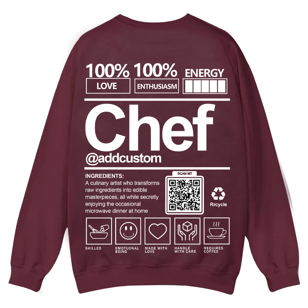 Chef Addcustom QR Code Casual Crewneck Sweatshirt