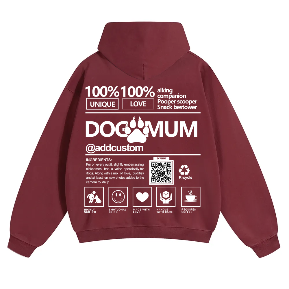 Dog Mum  Addcustom QR Code Name Solid Color Hoodie