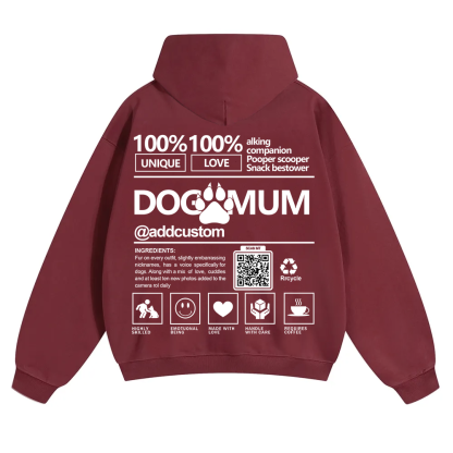 Dog Mum  Addcustom QR Code Name Solid Color Hoodie