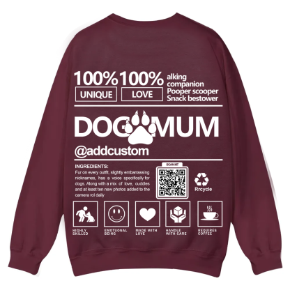 Dog Mum  Addcustom QR Code Name Unisex Casual Crewneck Sweatshirt