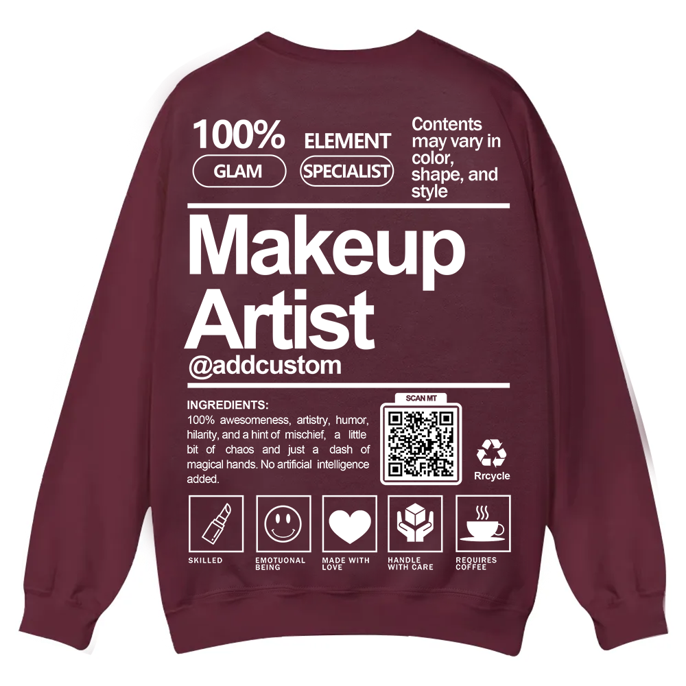 Wearishow Makeup Artist Addcustom QR Code Casual Crewneck Sweatshirt