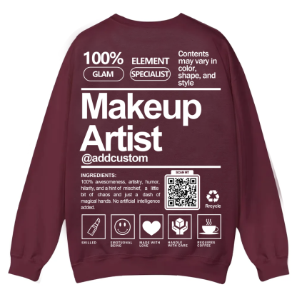Wearishow Makeup Artist Addcustom QR Code Casual Crewneck Sweatshirt