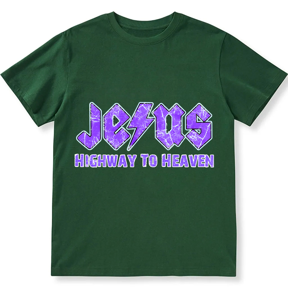 Jesus Highway To Heaven Unisex Fit Cotton T-Shirt wearishow