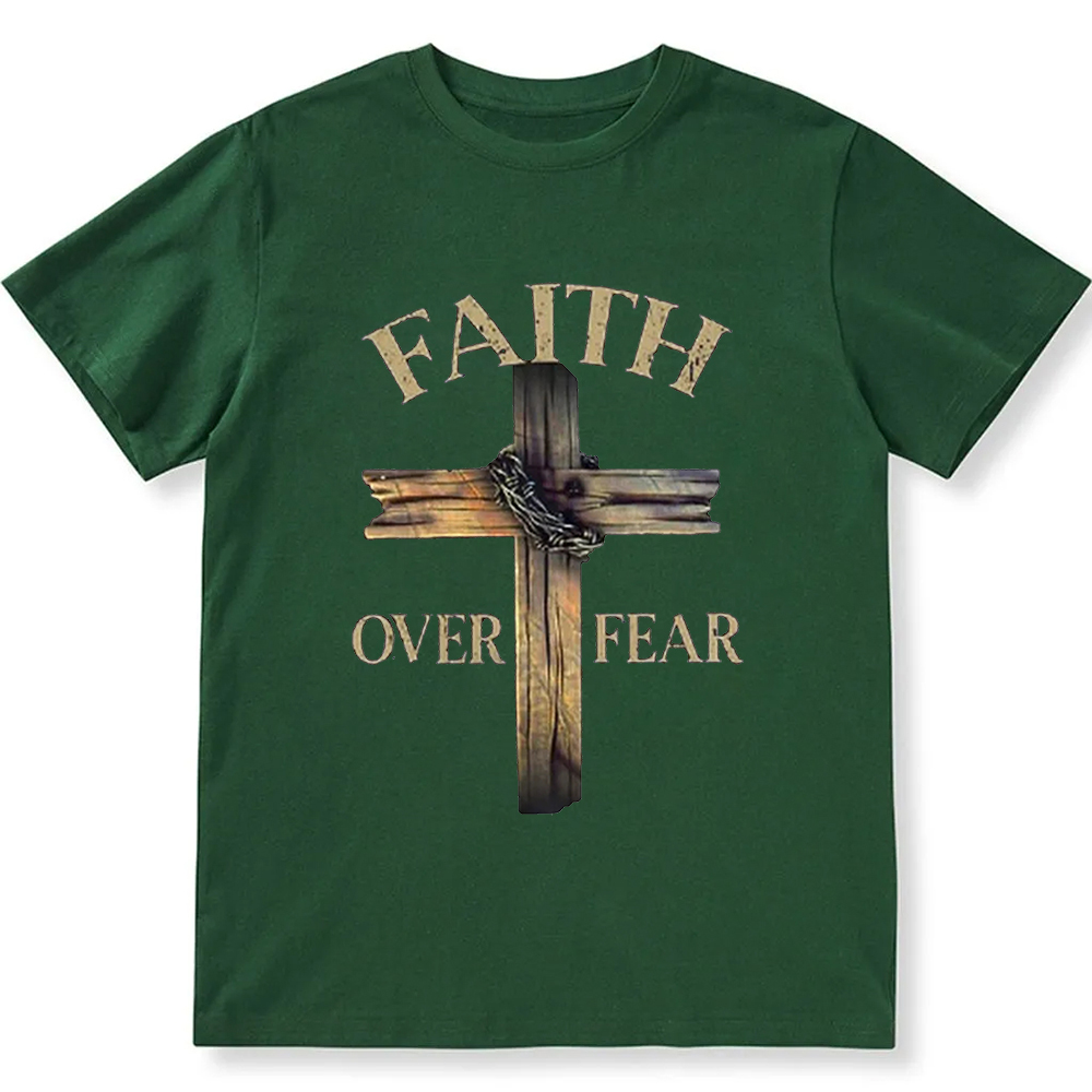 Faith Over Fear Cross Unisex Fit Cotton T-Shirt wearishow