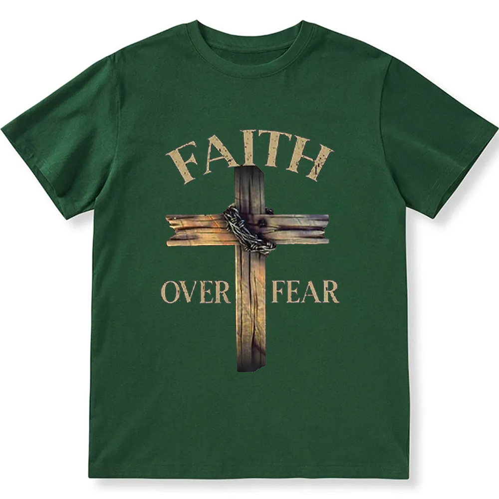 Faith Over Fear Cross Unisex Fit Cotton T-Shirt wearishow