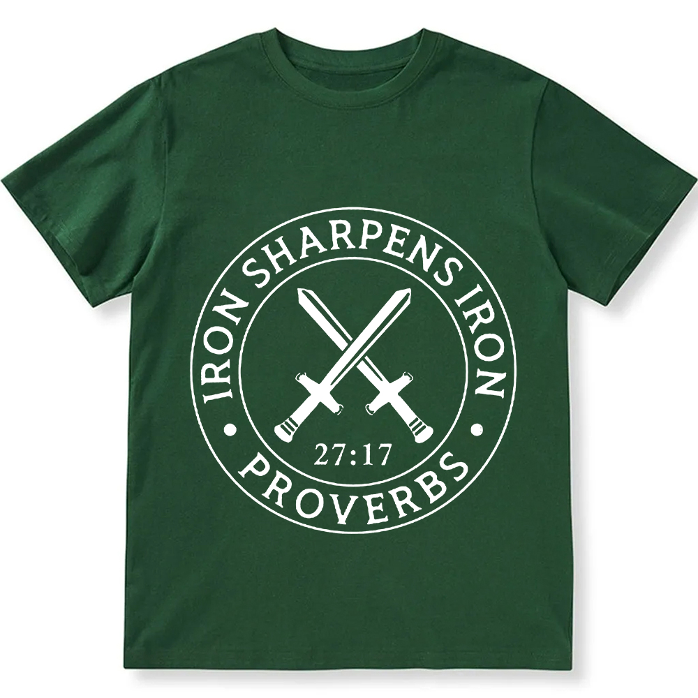 Iron Sharpens Iron PRVOERBS 27:17 Christian Unisex Fit Cotton T-Shirt wearishow