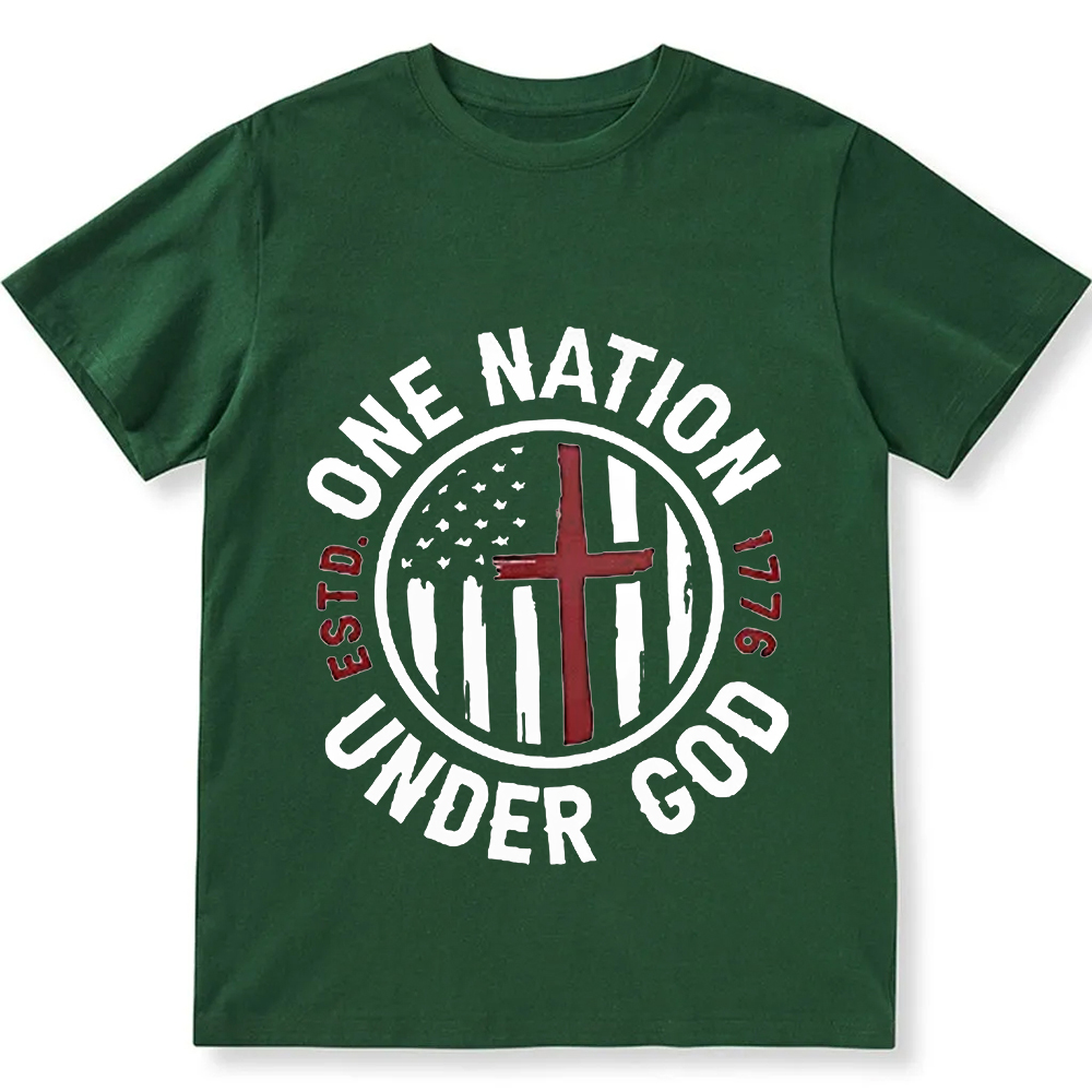 One Nation Under God ESTD 1776 Unisex Fit Cotton T-Shirt wearishow