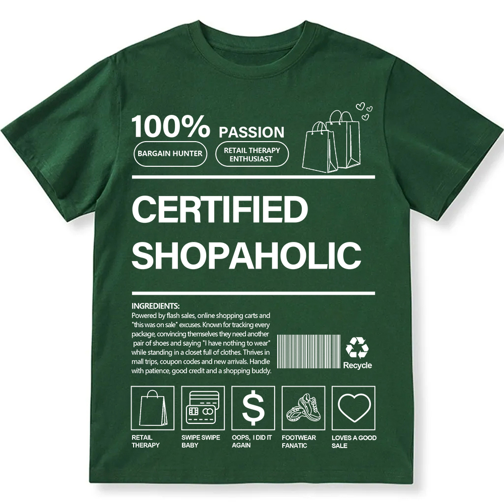 Certified Shopaholic Unisex Fit Cotton T-Shirt wearishow