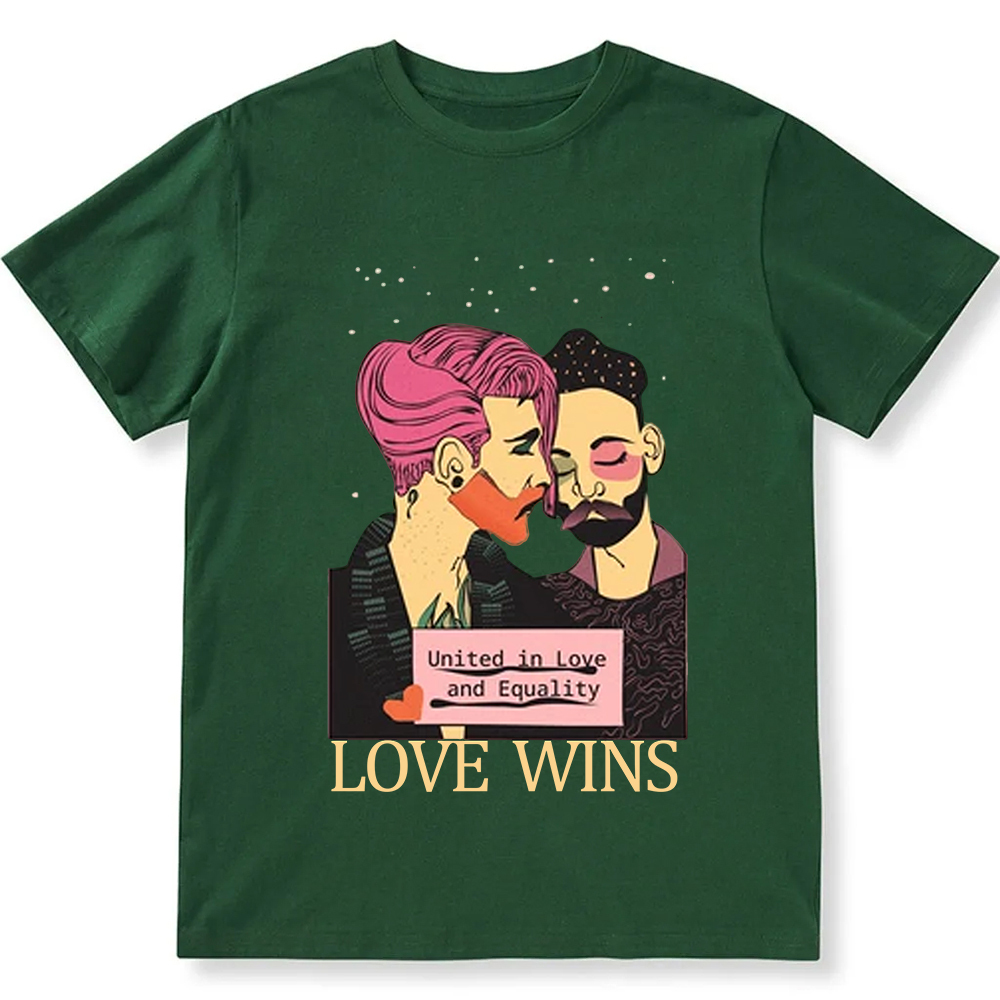 United in Love and Equality Love Wins Unisex Fit Cotton T-Shirt wearishow
