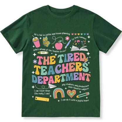 Tired Teachers Department Unisex Fit Cotton T-Shirt wearishow
