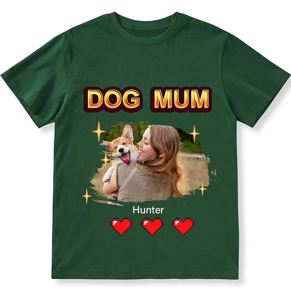 Dog Mom Pixel Photo - Personalized Custom Unisex Fit T-Shirt wearishow