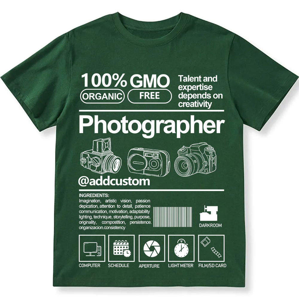 Addcustom  Photographer Personalized Custom Unisex Fit Cotton T-Shirt wearishow