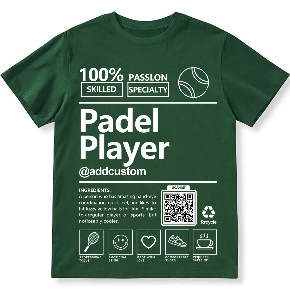 Padel Player Addcustom QR Code Unisex Fit Cotton T-Shirt wearishow