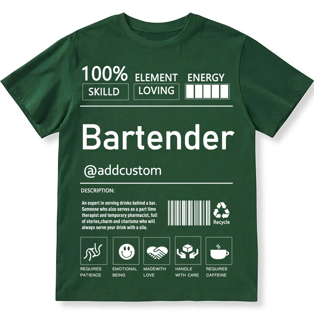 Bartender  Custom Unisex Fit Cotton T-Shirt wearishow