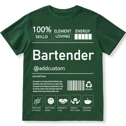Bartender  Custom Unisex Fit Cotton T-Shirt wearishow