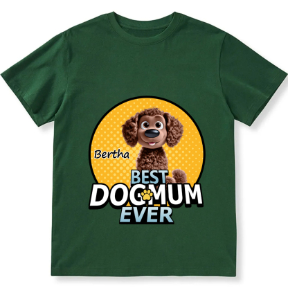 Best Dog Mom For Furry Kid- Personalized Custom Unisex Fit Cotton T-Shirt wearishow