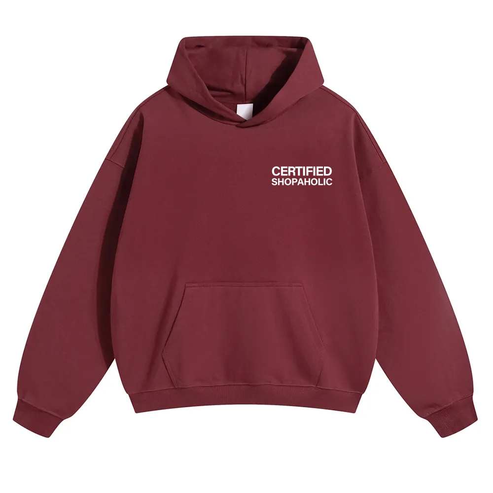 Certified Shopaholic Unisex Solid Color Hoodie wearishow