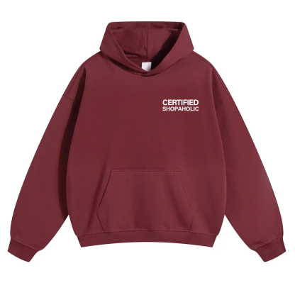 Certified Shopaholic Unisex Solid Color Hoodie wearishow
