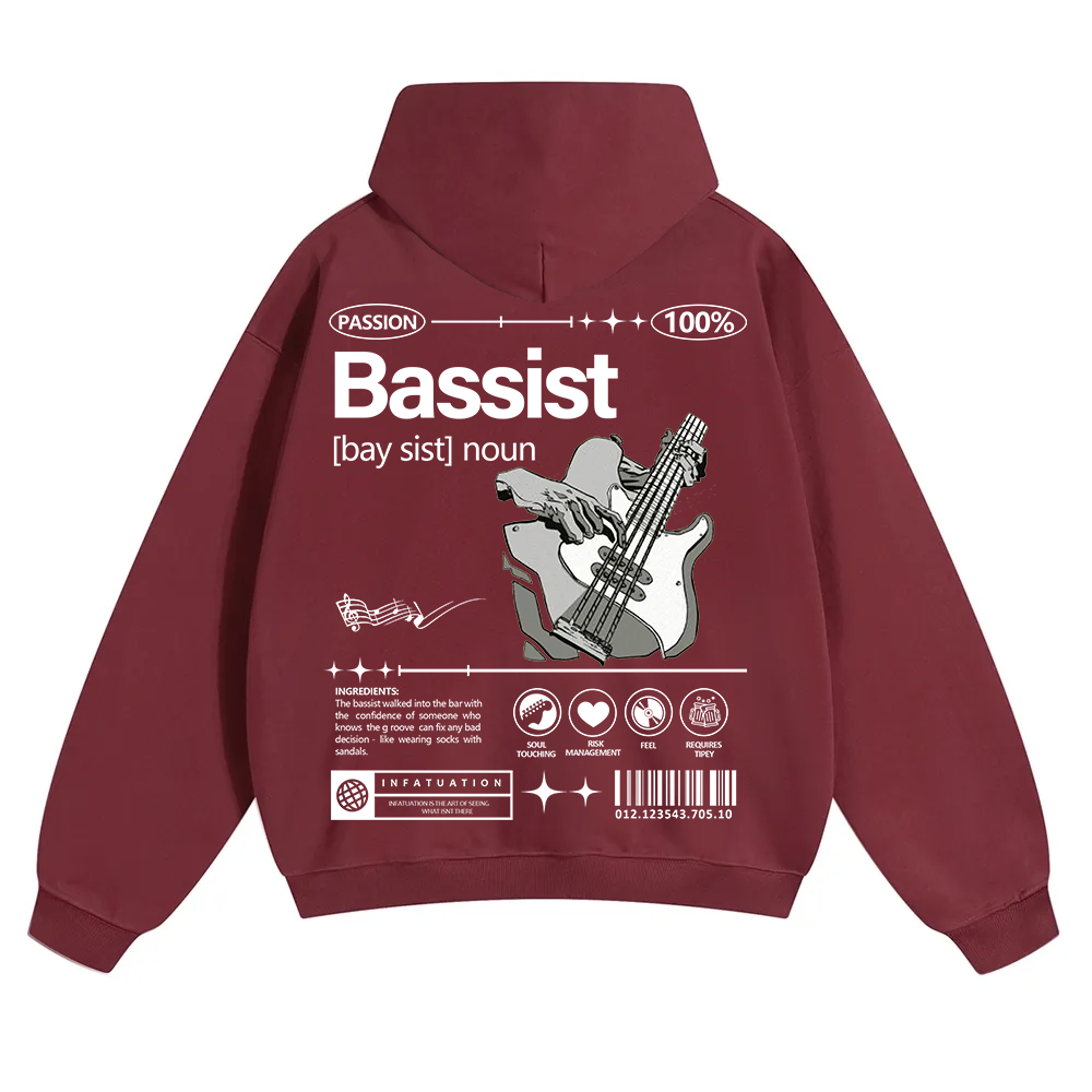 Bassist Unisex Solid Color Hoodie wearishow
