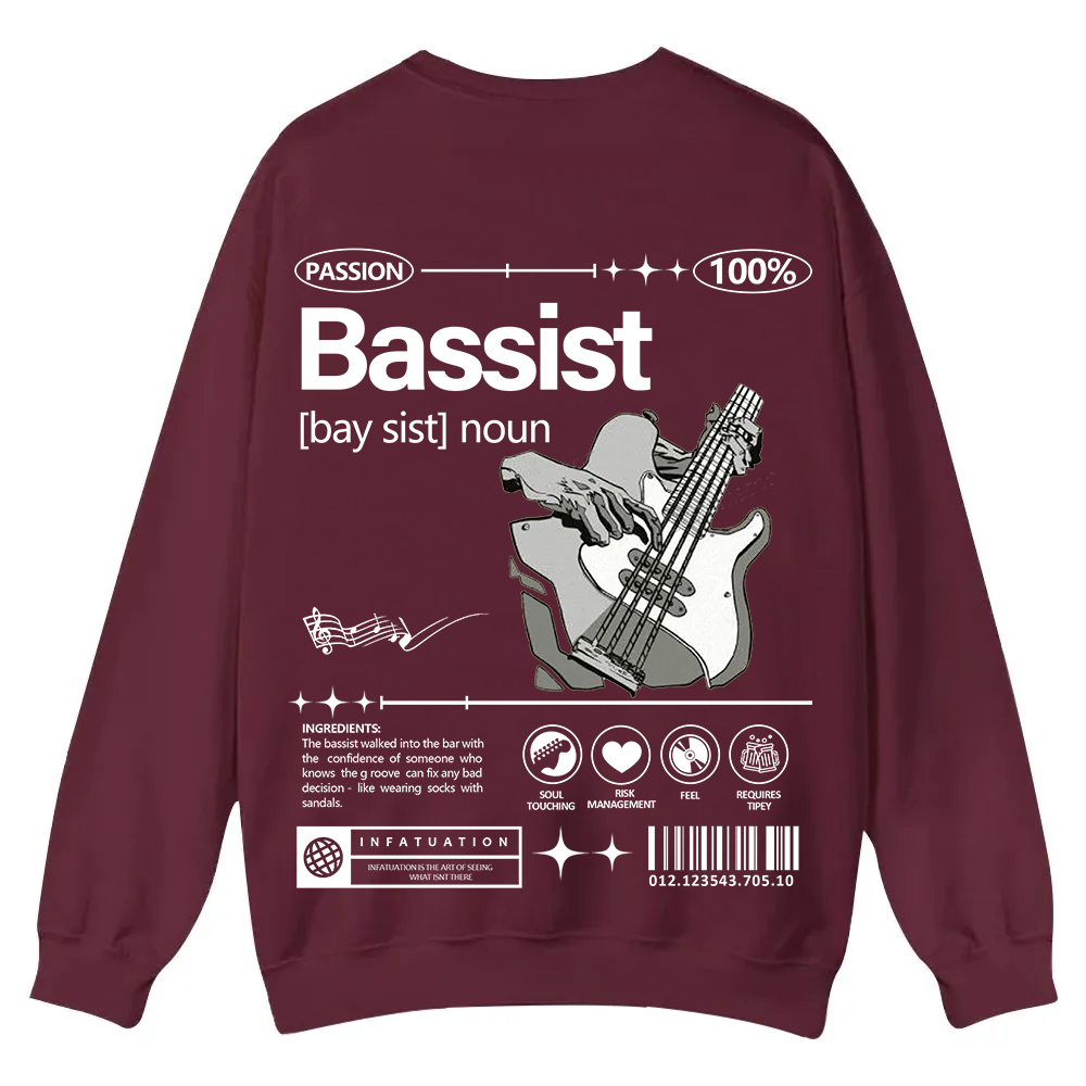 Bassist Casual Crewneck Sweatshirt wearishow