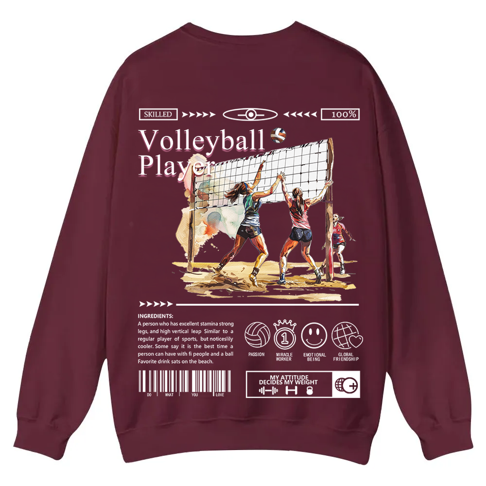 Volleyball Player Casual Crewneck Sweatshirt wearishow