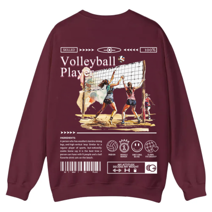 Volleyball Player Casual Crewneck Sweatshirt wearishow