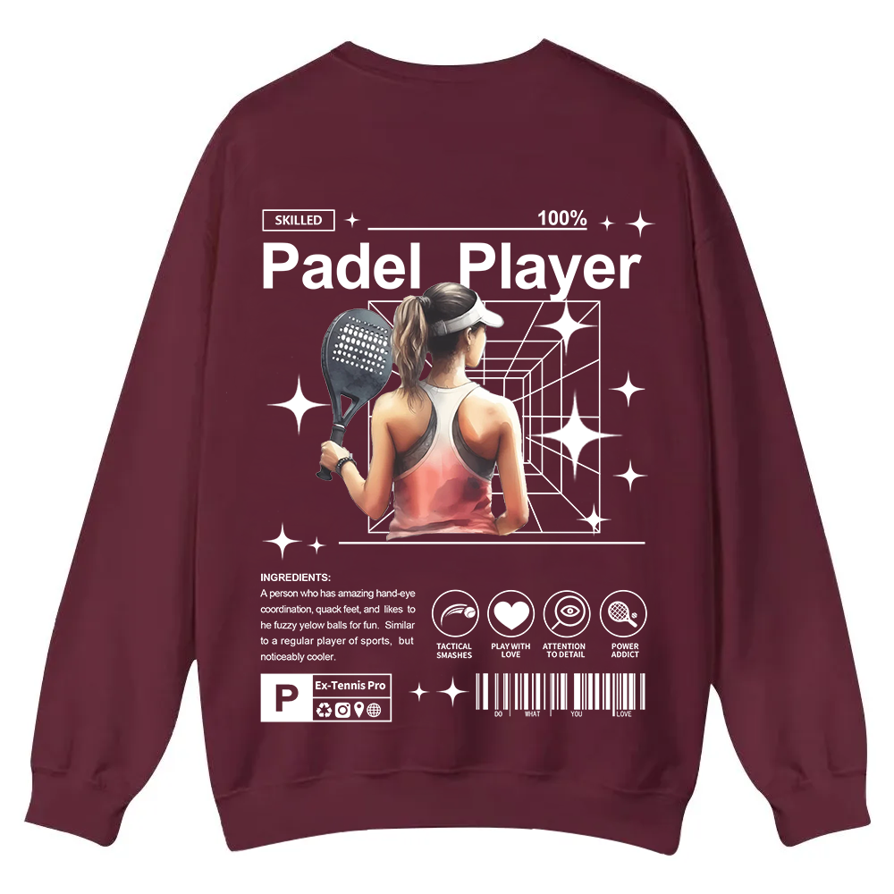 Padel Player Casual Crewneck Sweatshirt wearishow