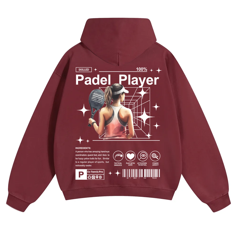Padel Player Unisex Solid Color Hoodie wearishow