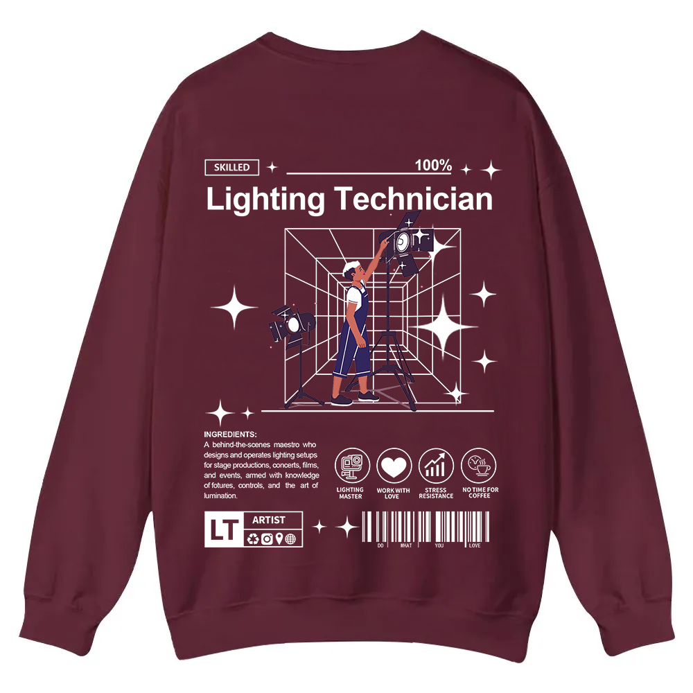 Lighting Technician Casual Crewneck Sweatshirt wearishow