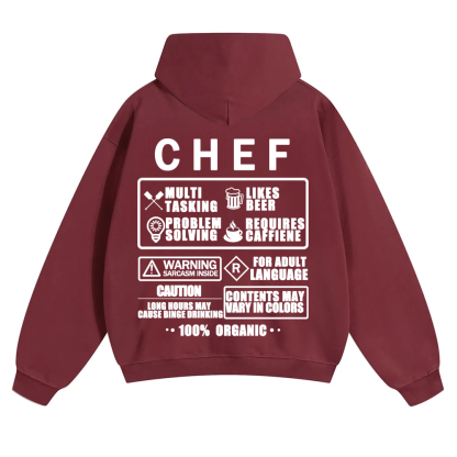 Chef Solid Color Hoodie Customscool